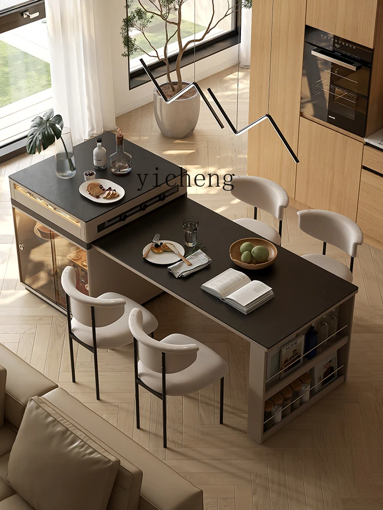 

ZZ minimalist island dining table integrated retractable household rock slab dining table small apartment restaurant Nakajima
