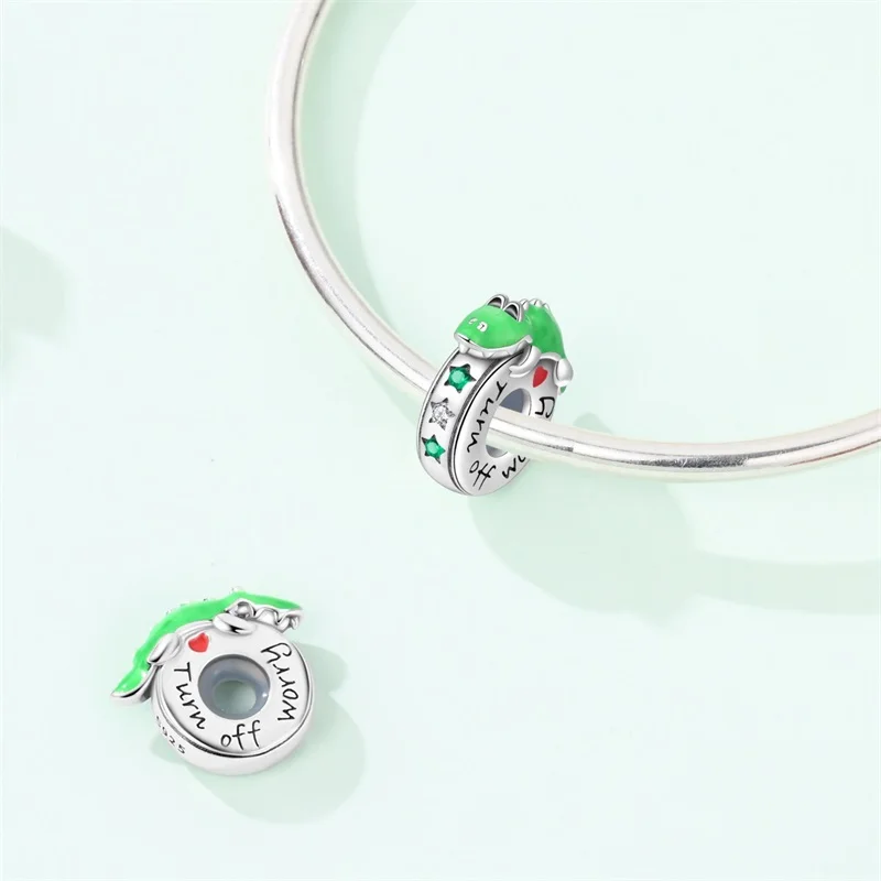925 Sterling Silver Chameleon Raccoon Golden Tiger Silicone Stopper Clasp Charms Beads Fit Original Bracelet DIY Jewelry image 5