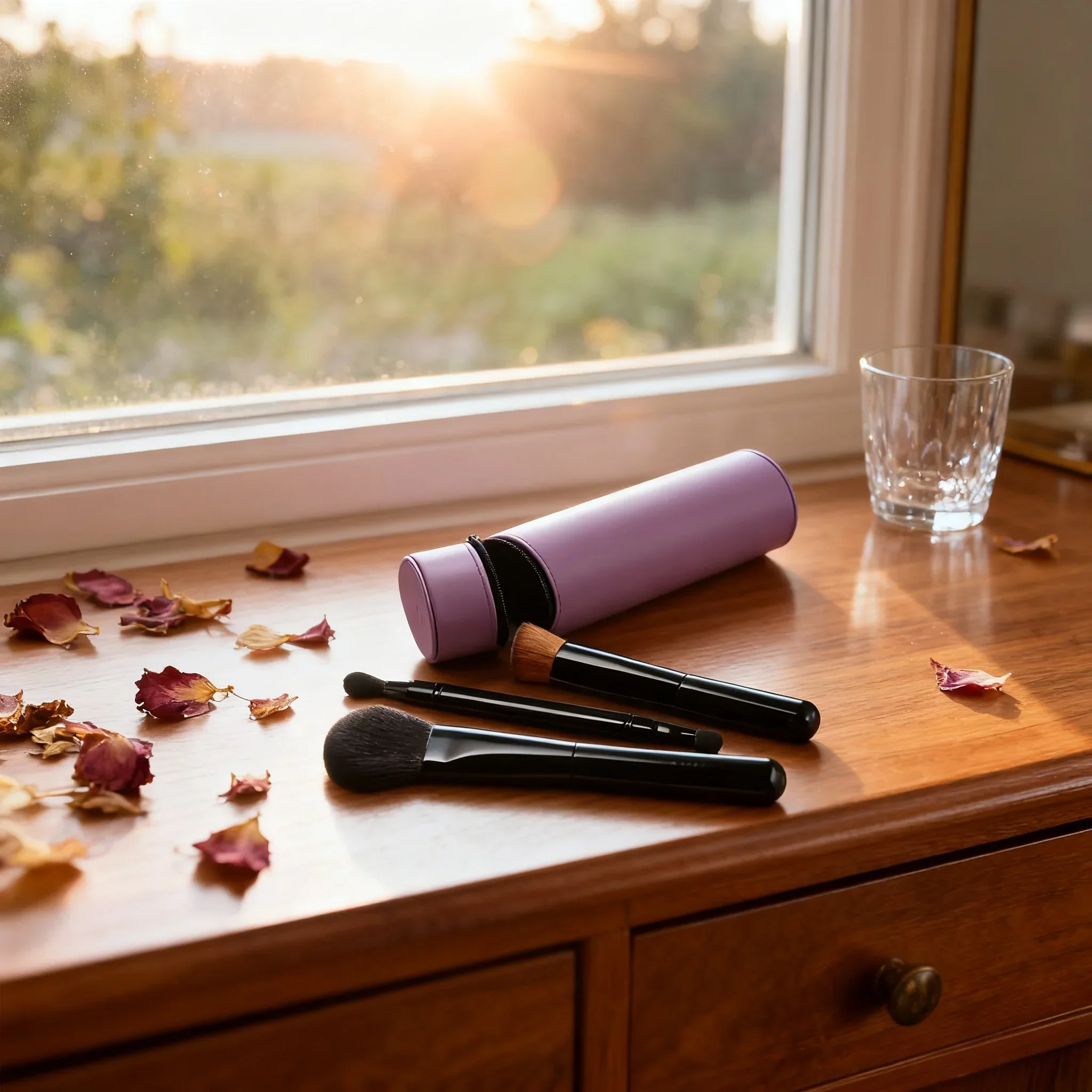 Reisetasche aus Kalbsleder, limitierte Auflage, Make-up-Pinsel-Set, luxuriöser Rougepinsel, Foundation-Pinsel mit doppeltem Verwendungszweck, Doppelkopf-Lidschattenpinsel