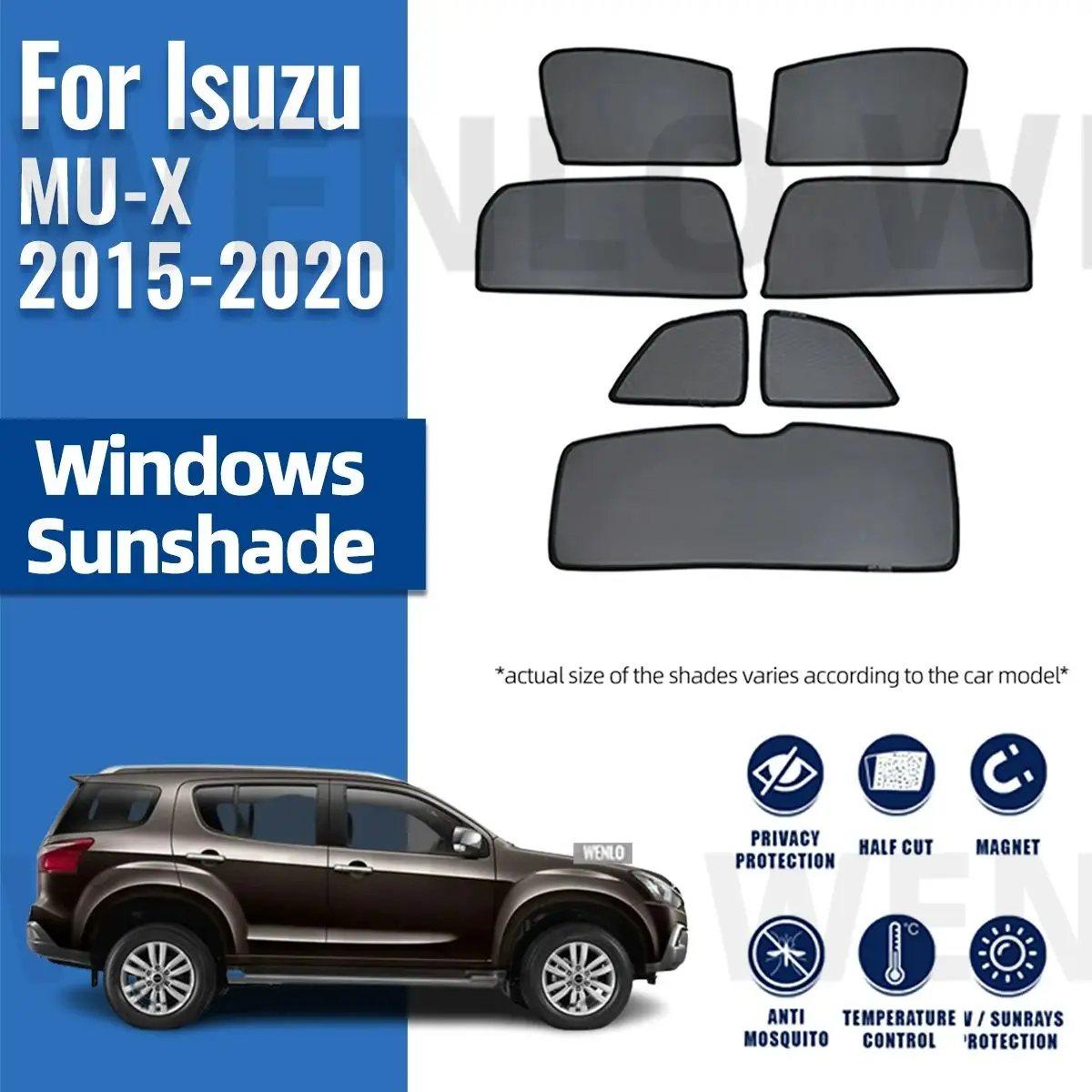 

For Isuzu MU-X 2015 2016 2017 2018 2019 2020 Magnetic Car Sunshade Visor Front Rear Windshield Curtain Side Window Sun Shade