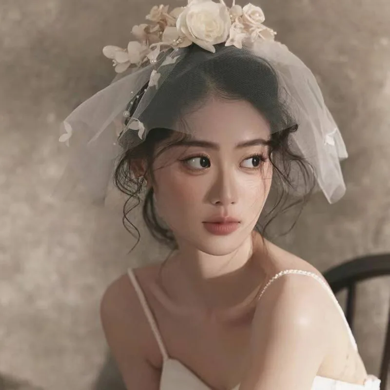 Neue koreanische Braut blumen schleier Hochzeit Fee Schönheit Accessoires Haare