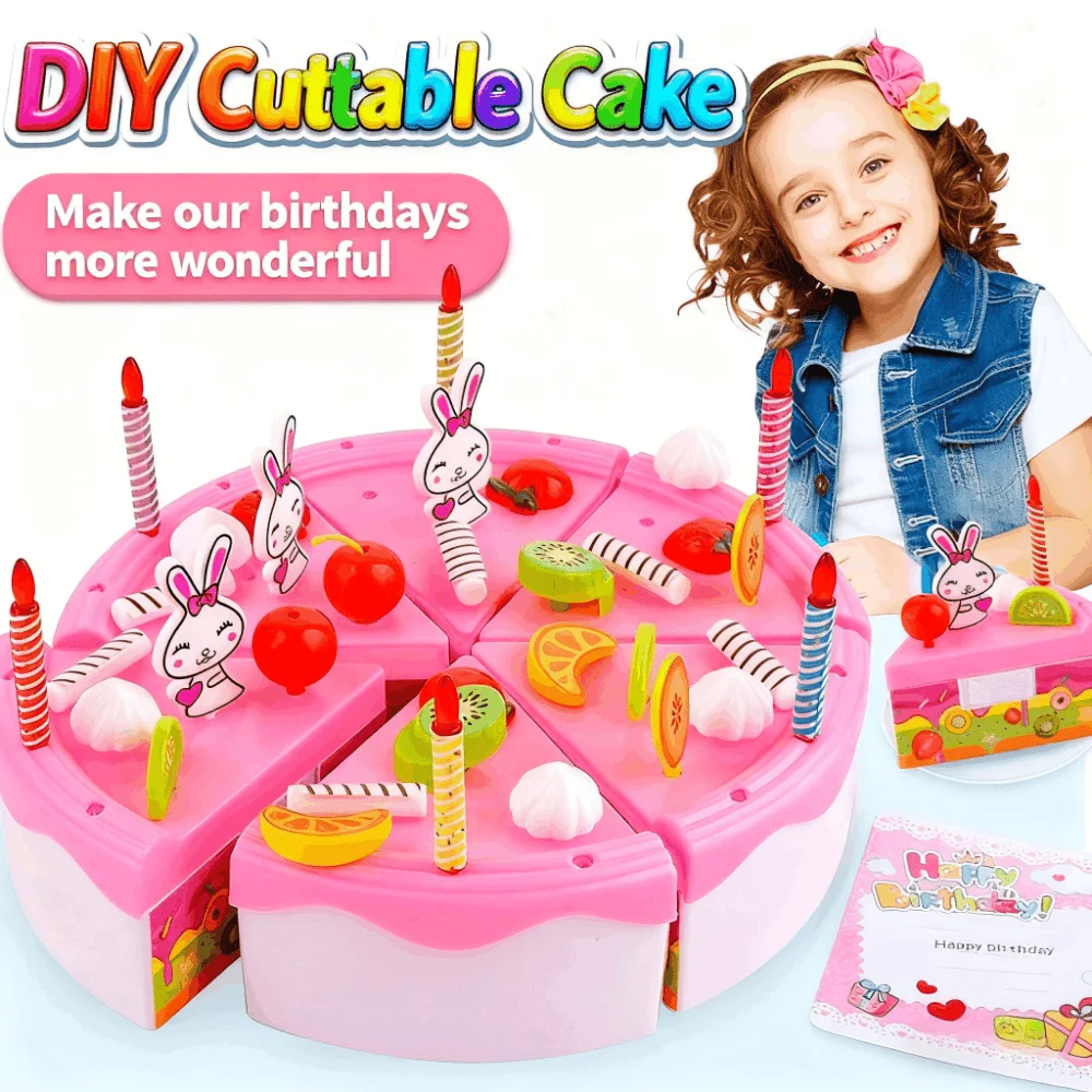 Children's Pretend Food Cutting DIY Birthday Cake Model Kitchen Pretend Cake Cutting Fun, Christmas and Halloween Gifts