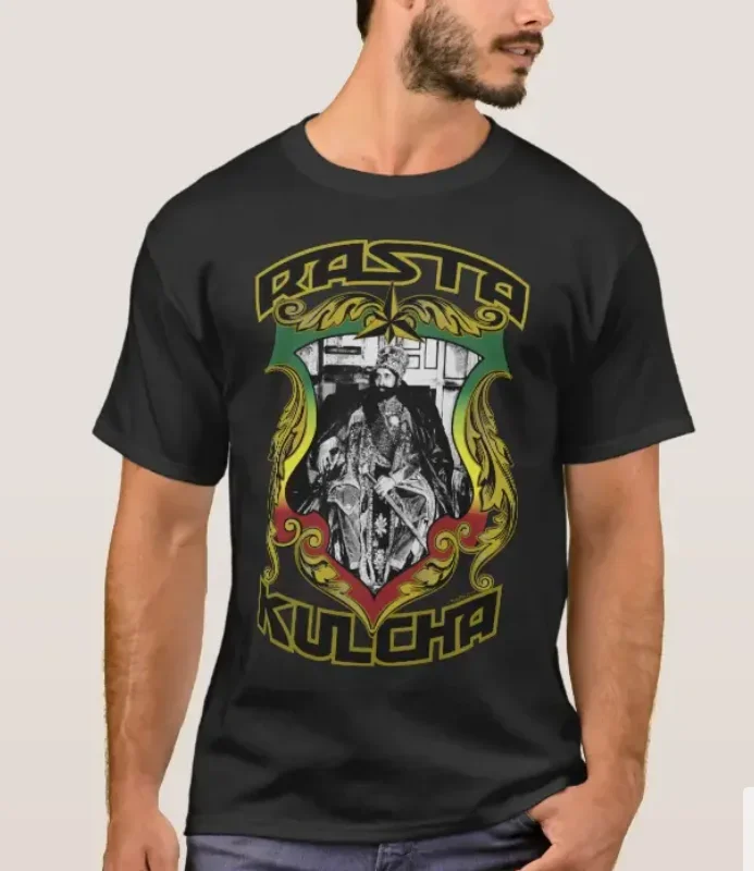 Rasta Kulcha - Emperor of Ethiopia Selassie I T-Shirt 100% Cotton O-Neck Summer Short Sleeve Casual Mens T-shirt Size S-3XL