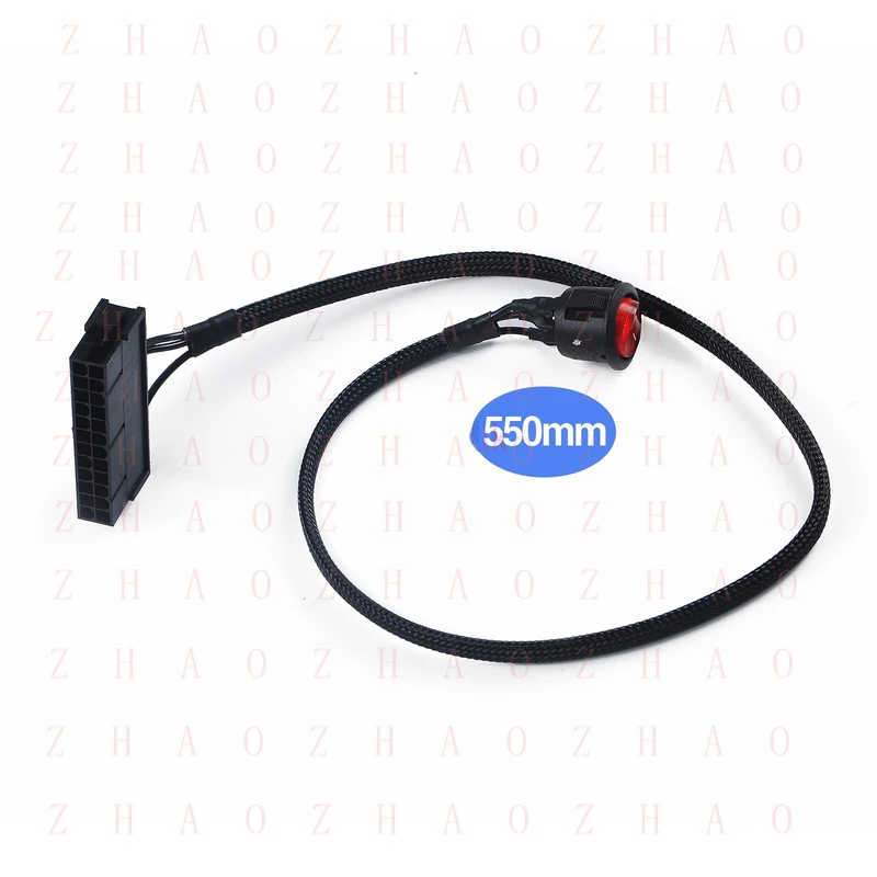 L+ for 24-Pin ATX Red LED Power On/Off Switch Jumper Bridge Cable, Black Sleeved 50cm