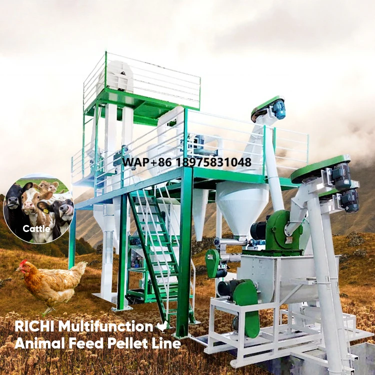 Chicken Feed Production Plant CE Certified1-2t/h Cattle Feed Pellet Machine for Goats and Sheep