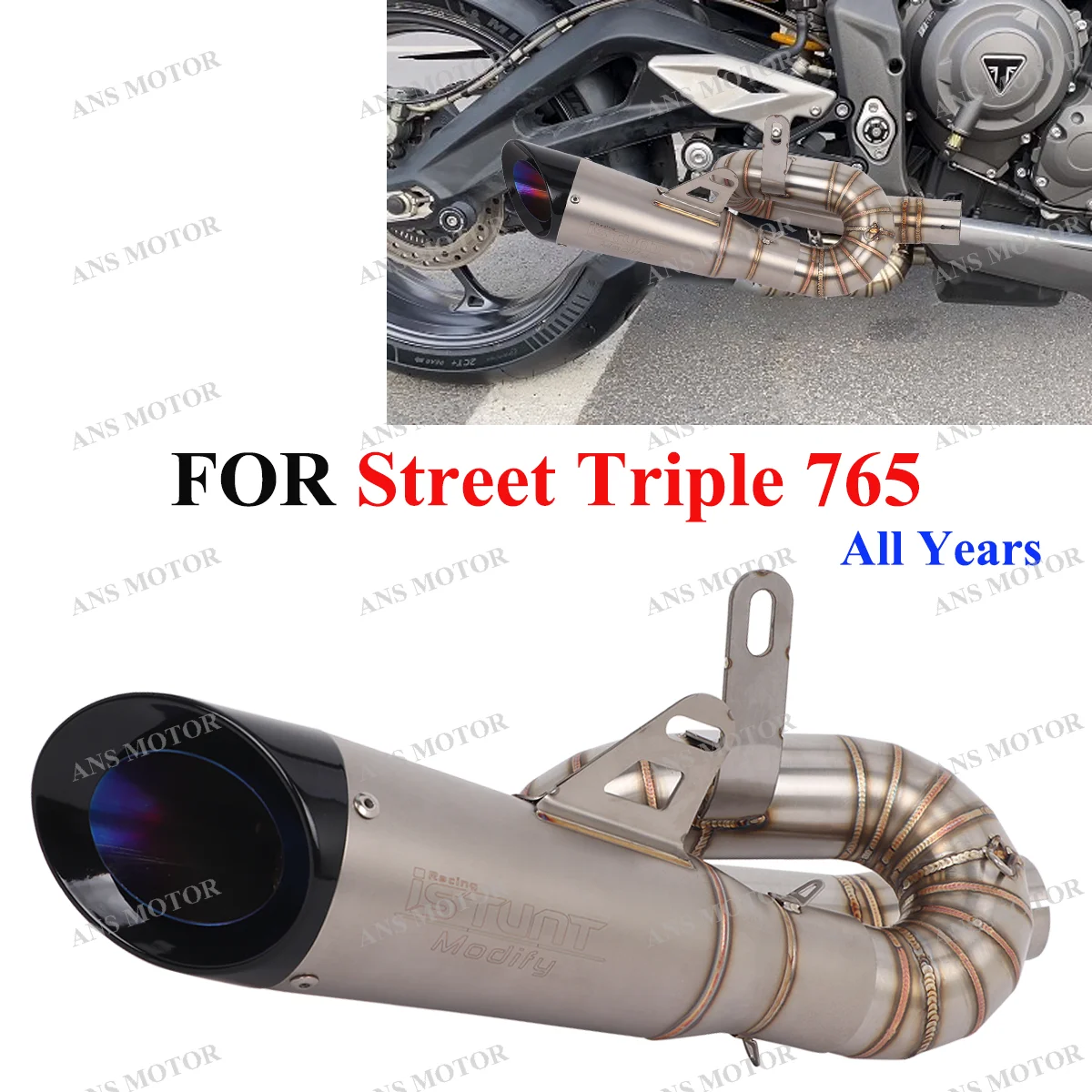 

Low Mounting For Triumph Street Triple 765 765R 765RS 2017-2025 Motocycle Exhuast System 765RS Exhaust Mid Link Pipe 51MM