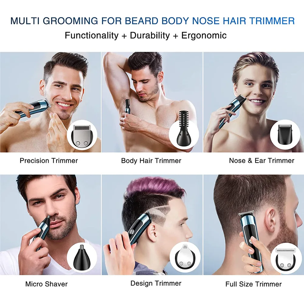Youpin, gran oferta, recortador de pelo multifuncional 6 en 1 para hombres, afeitadora corporal Facial, cortadora de pelo impermeable, máquina USB