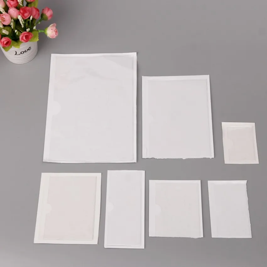 100pcs Plastic PVC Soft Cover Holders Material Label Tag Tab Sign Name Card Display with Adhesive Tape