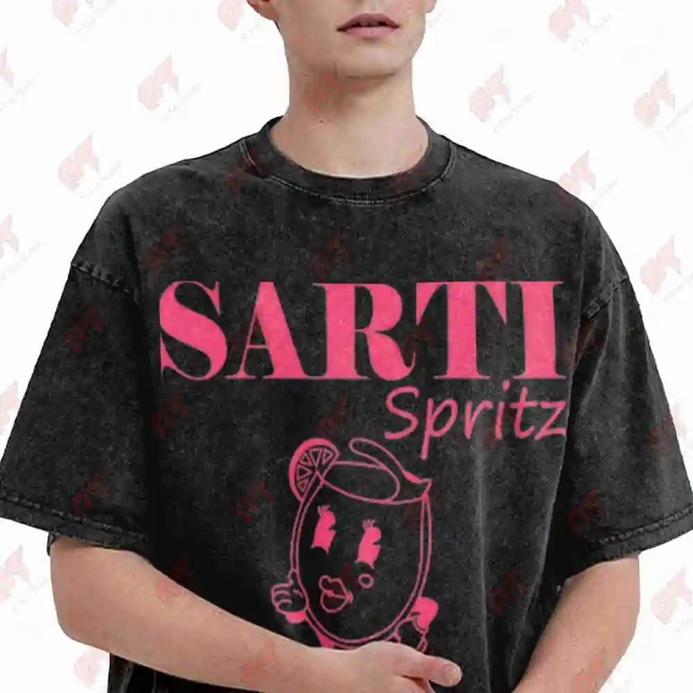 Sarti Spritz Cocktail Italiano Originale Vintage Washed Tee Pure Cotton T-Shirt