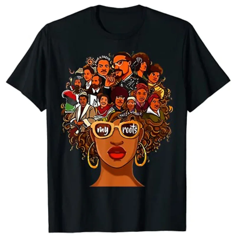 I Love My Roots Black Powerful History Month Pride DNA Gift T-Shirt Graphic Tee Tops Women's Fashion Short Sleeve Blouses