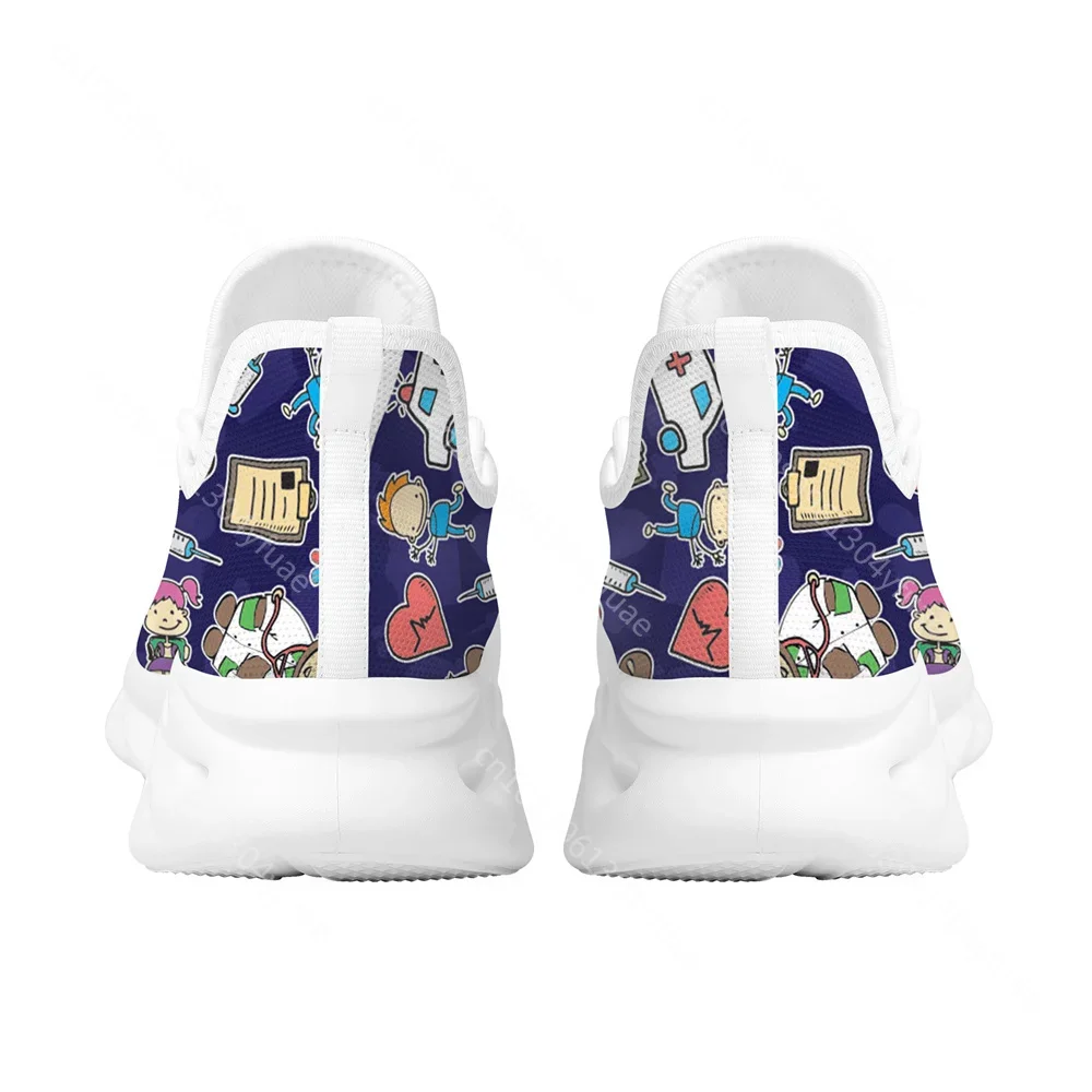 Yikeluo Shoes for Women Nurse Fashion Print Sneakers Design Custom Pattern Shoes Casual Women Flat Walking Shoes Running Sneaker