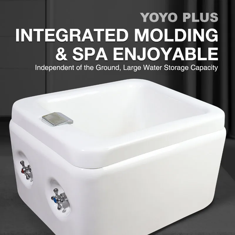 Salon footbath sink classic pedicure chair basin large soaking tub with massage simple design square white bowl