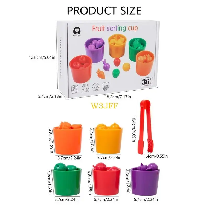 W3JF Fruit Vegetable Recognition Matching Jouet pour enfants Pratique coordination des yeux à main Compte Counting Tup Toy