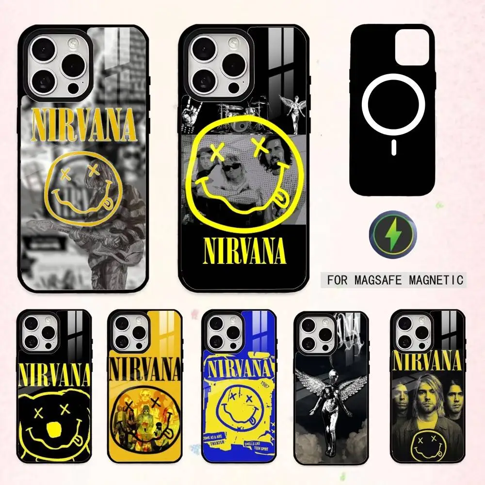 

L-Lamentably Nirvana Rock Band Phone Case For iPhone17,16,15,14,13,12,11 Plus,Pro Max Magnetic For Magsafe Wireless Charging
