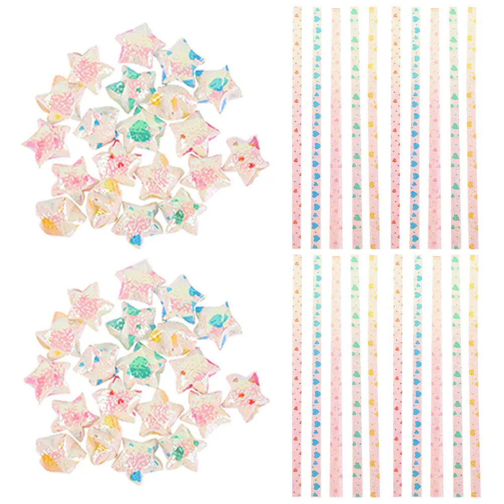 

480Pcs Heart Origami Star Paper Strips Double-Sided Bright Colors DIY Handmade Folding Craft Decoration Relax Stress Relief