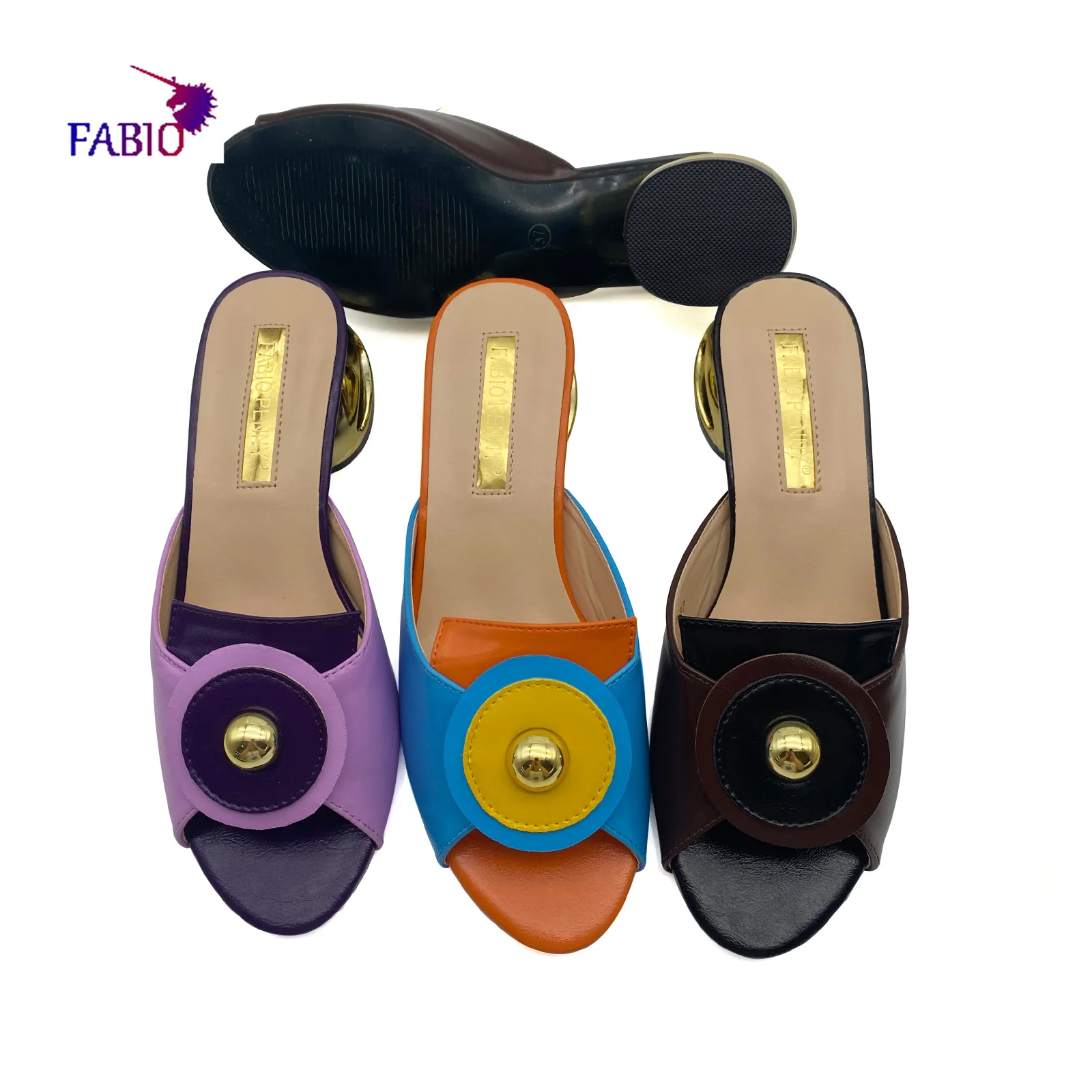 FABIO PENNY new multicolored midheel slippers for women casual banquet comfortable party  slippers for women Italian-style shoes