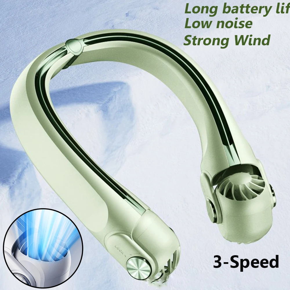 

Summer Hanging Neck Fan Portable Air Cooler Bladeless Neck Fan Rechargeable Leafless 2400Mah Neckband Air Cooler Electric Fans