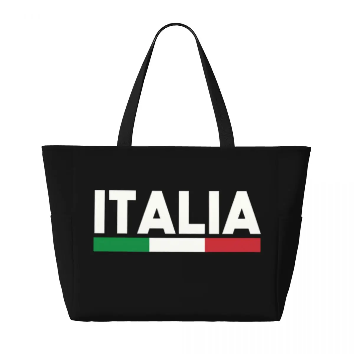 Custom Large Flag Of Italy Tote Bag Women Italian Patriotic Shopping Shoulder Beach Gym Travel Bag