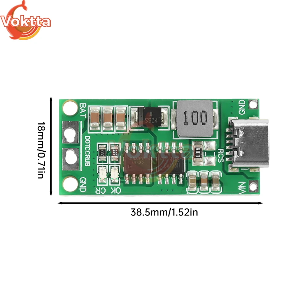 Módulo de reforço de carregamento 2s/3s/4s 1-4a, tipo c, módulo de carregador de bateria de lítio, dc 3-6v, conversor de tensão, placa de proteção