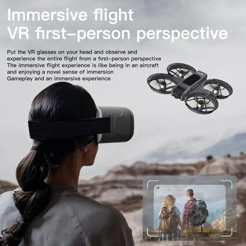 Vr Fpv Drone Camera Vr Glasses Beginners Brushless Motor Altitude Hold Optical Flow Positioning One Key Takeoff Landing App Cont