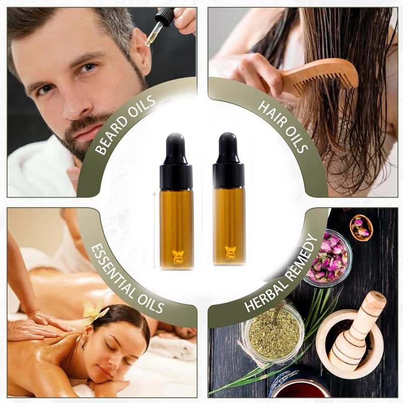 50Pcs 5ml 앰버 유리 에센셜 오일 병 오일 혼합물 향수 실험실 화학에 대 한 빈 리필 여행 액체 샘플 유리 병