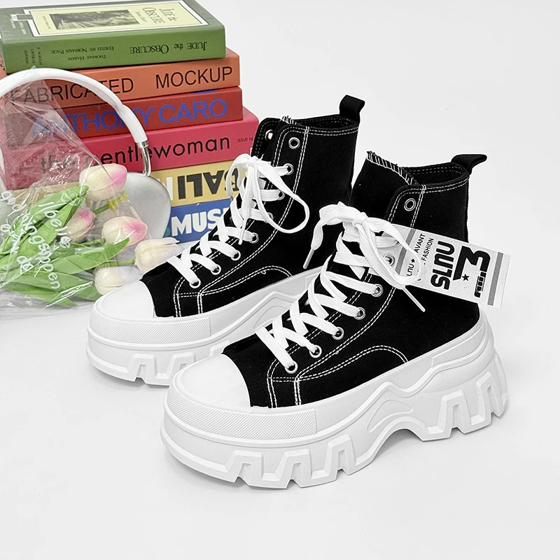 Men's Fashion Casual Thick Bottom Heightening High Top Shoes British Punk Style Suitable for Outdoor Street Unisex Couple Model