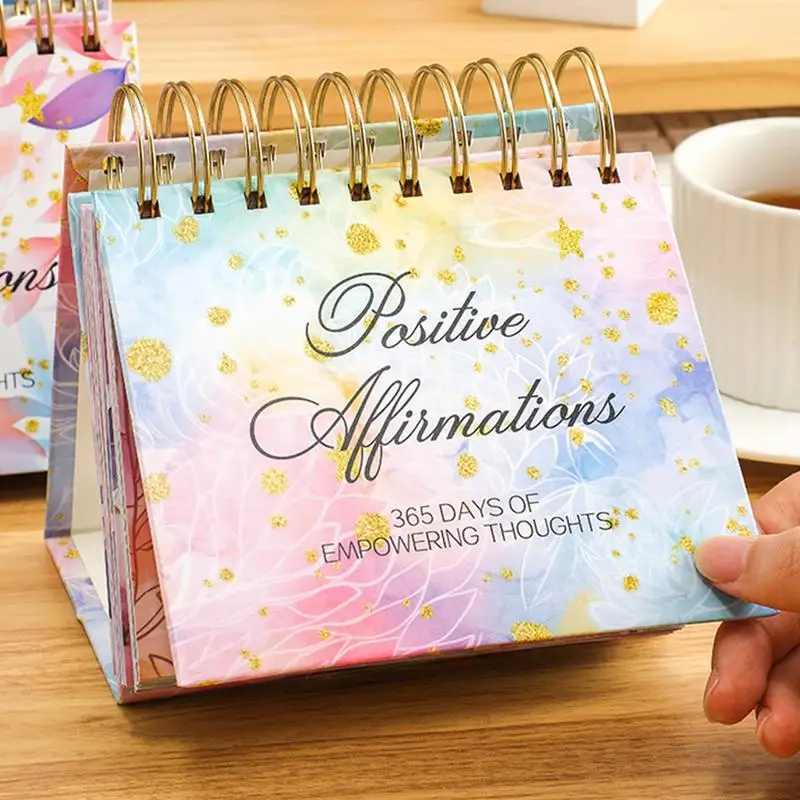 365 يوما تأكيدات إيجابية أجندة مكتبية /رزنامة مكتبية 2025 الدائمة F-lip لفائف تقويم مكتبي مع اقتباسات ملهمة