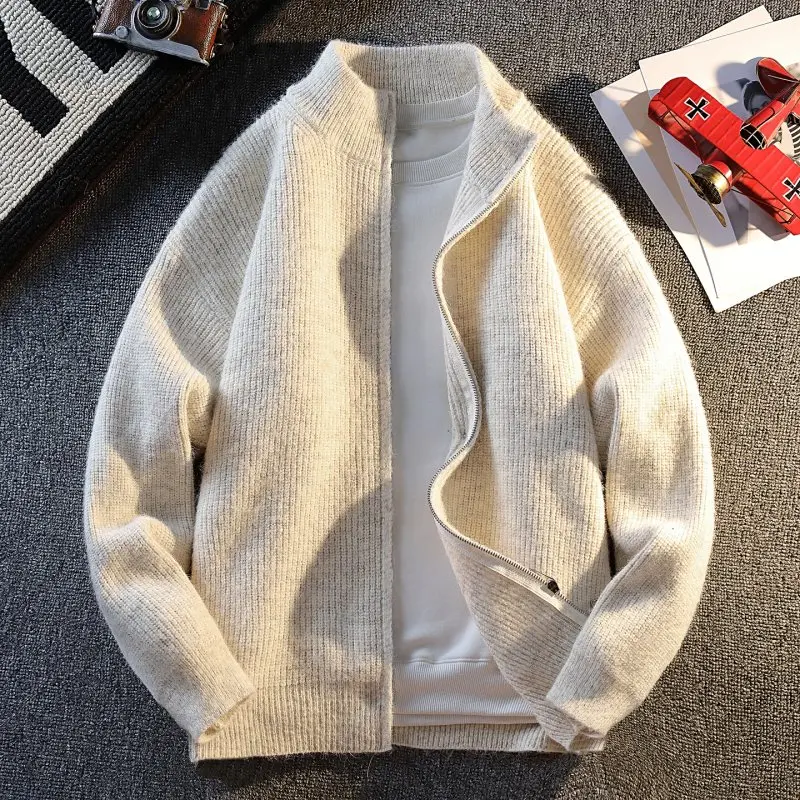 

Spring Comfortable Zipper Men's Knitwear Casual Open Cardigan Faion Trend Lightweight Luxury Sle Long Sve Breathable