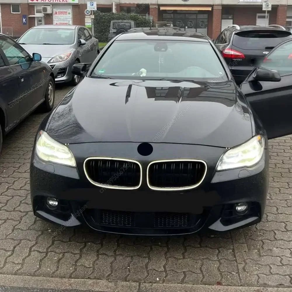 Car Double Line Front Luminous Grille Led Light Racing Grille For BMW 5 Series F10 F11 F18 2010-2017 ABS Black Body Kits Tuning view 2