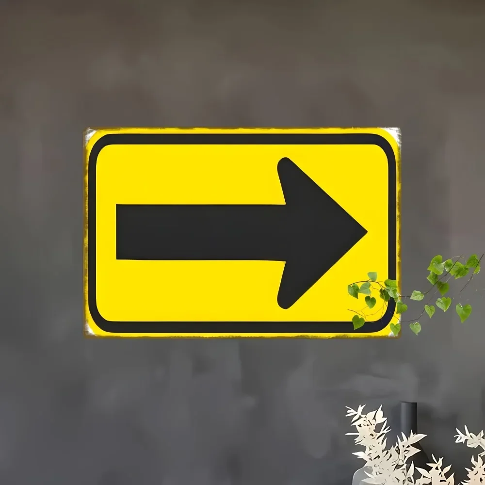 CIFBUY Iron Wall Art Bold Yellow Black Metal Arrow Sign Waterproof Durable For Home Office Club Indoor Outdoor Navigation 8x1