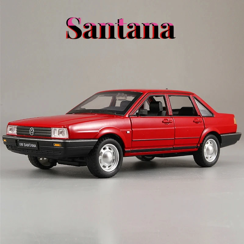 Diecast 1/24 Volkswagen Santana Vintage Car Model Kids Boys Metal Toys Vehicles Collective Voiture Miniature Home Decoration