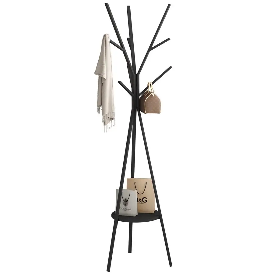 

Напольная вешалка-стойка для одежды и головных уборов, металлическая, с 9 крючками для хранения одежды, шляп и аксессуаров