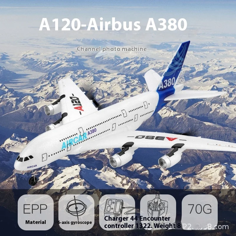 Airbus A380 Three Channel Like Real Aircraft Rear Push Dual Power Glider Model Aircraft Toy Six Axis Gyroscope Flight Self Stabi