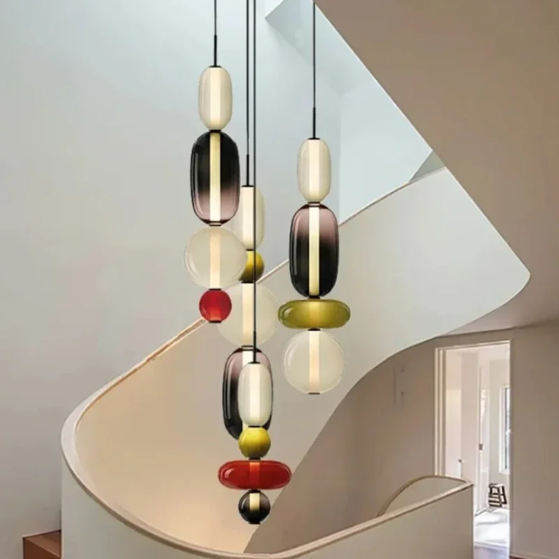 Japan Wabi-sabi LED Ceiling Chandeliers Lamps Design Candy Glass Hanging Pendant Lights Home Decor Items For Living Room Bedroom