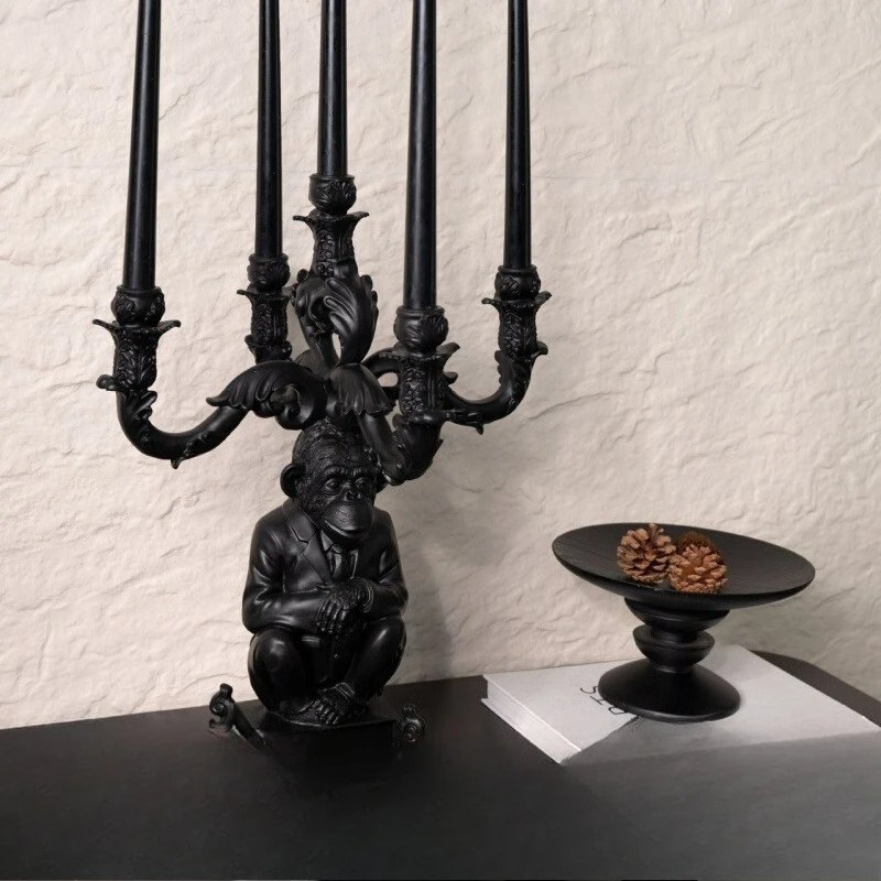 Mid ancient style, five headed gorilla, candle stand, animal ornaments, art decorations, and ornaments