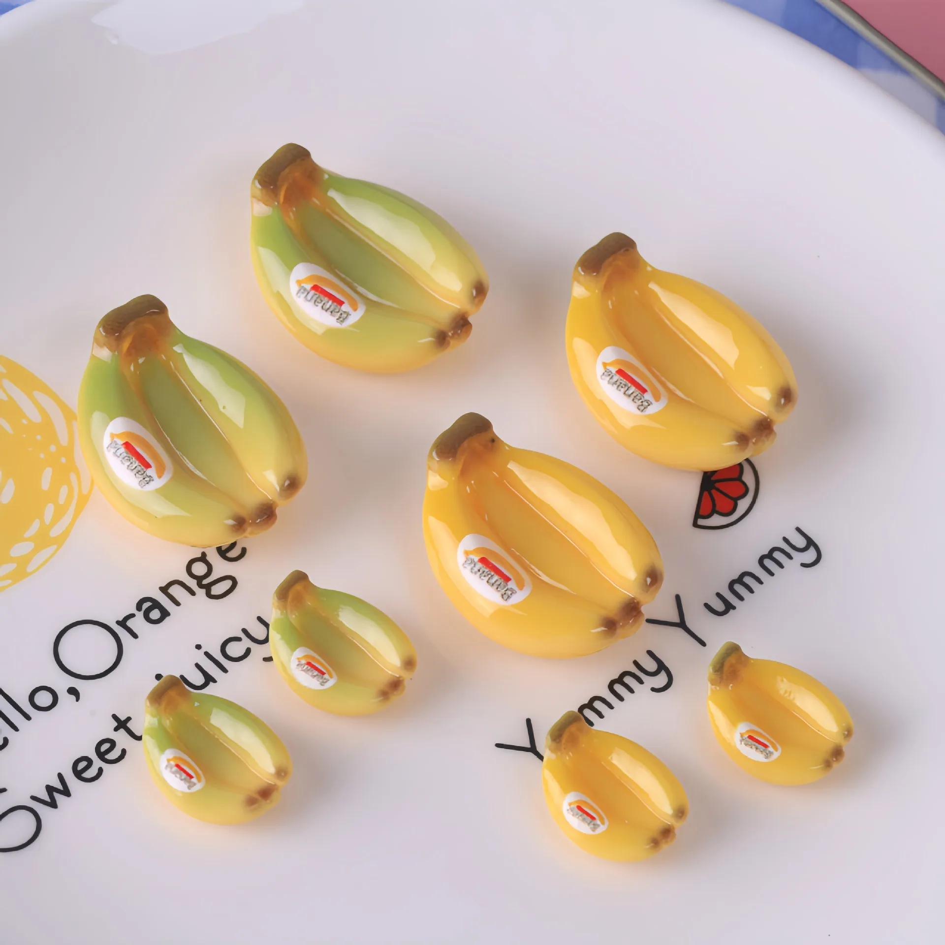 10pcs Simulated food and play fruit skewers, banana mini doll houses, DIY resin ornaments