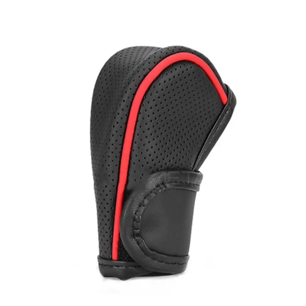Universal Car Gear Shift Cover Genuine Leather Non-Slip Gear Shifter Knob Covers Comfortable Grip Wear-resistant