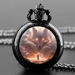 New Anime Genshin Quartz Pocket Watch for Women Men Black Necklace Unique Pendant Clock Chain Watch Gift Accessories