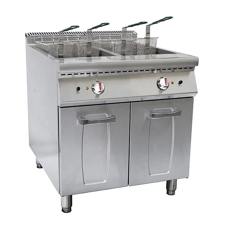 

Professional Snack Machine Thermostat Control Industry Electric French Fries Deep Fat Fryer With Cabinet 24KW Commercial Fryer