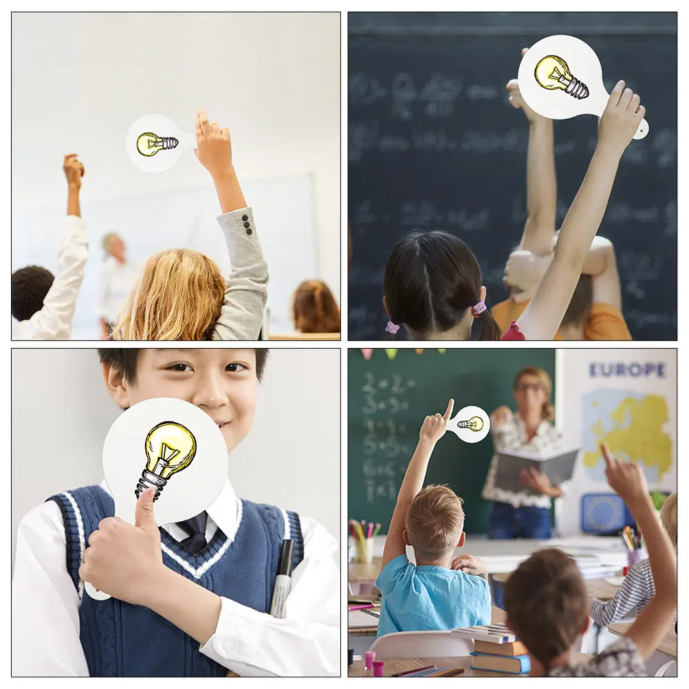 

2Pcs Handheld Wooden Whiteboard Dry Erase Paddle Students Answer Board Double Sided Writable Portable Classroom Tool