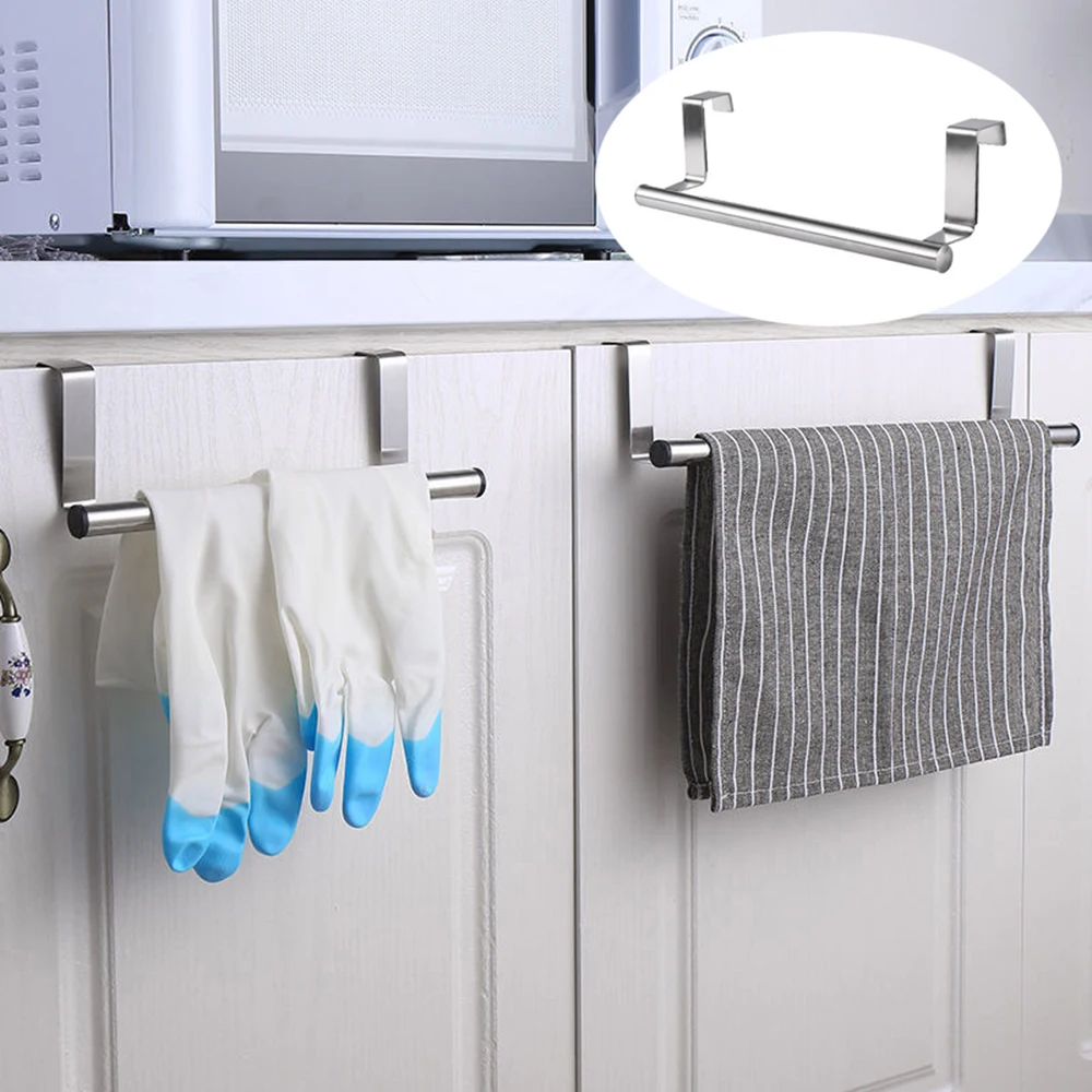 

Towel Rack Over Door Towel Bar Hanging Holder Stainless Steel Bathroom Kitchen Cabinet White Black Towel Rag Rack Shelf Hanger