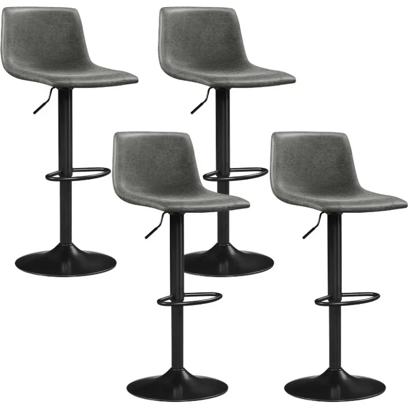 

BarStools Modern Design Bar Stools Urban Industrial Faux Leather Armless Chair Adjustable Height and 360° Rotation