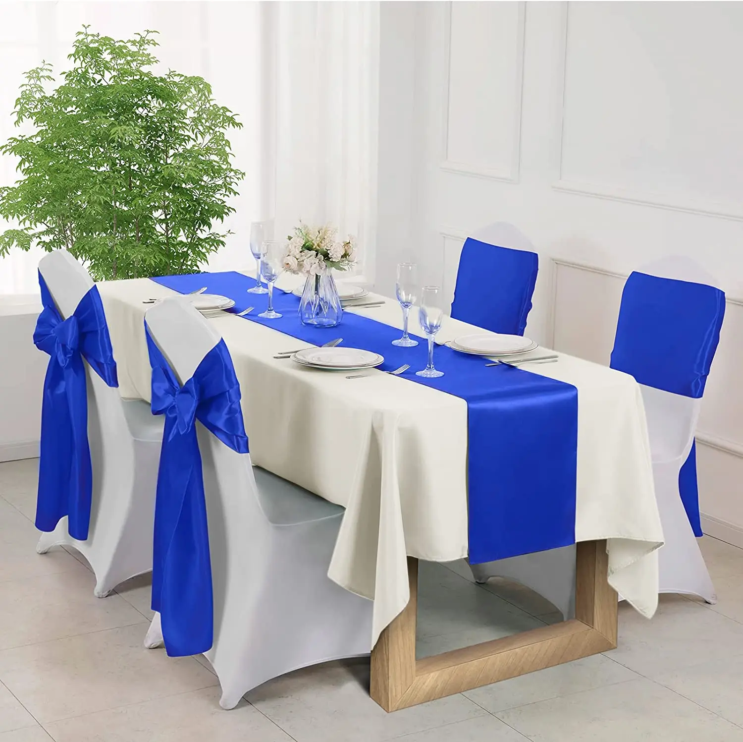 Wholesales 20PCS Royal Blue Stain Table Runner For Wedding Party Table Decoration Party Supply 30X275CM (12