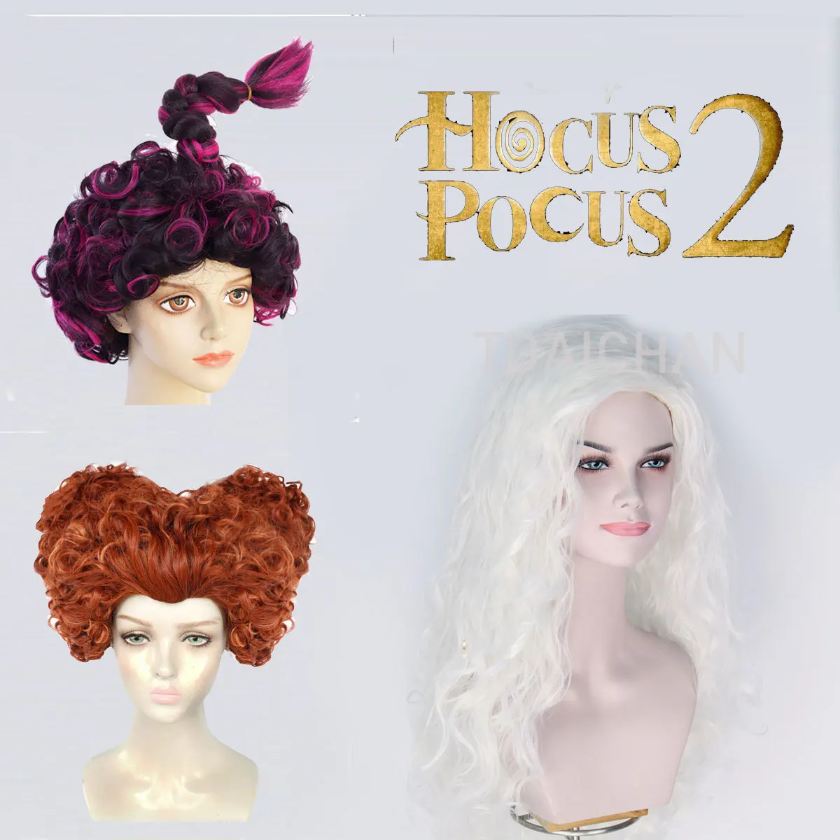 

Парик Hocus Pocus 2 для косплея Winifred Sanderson в форме сердца, оранжевый кудрявый парик для Хэллоуина, реквизит для косплея 2022