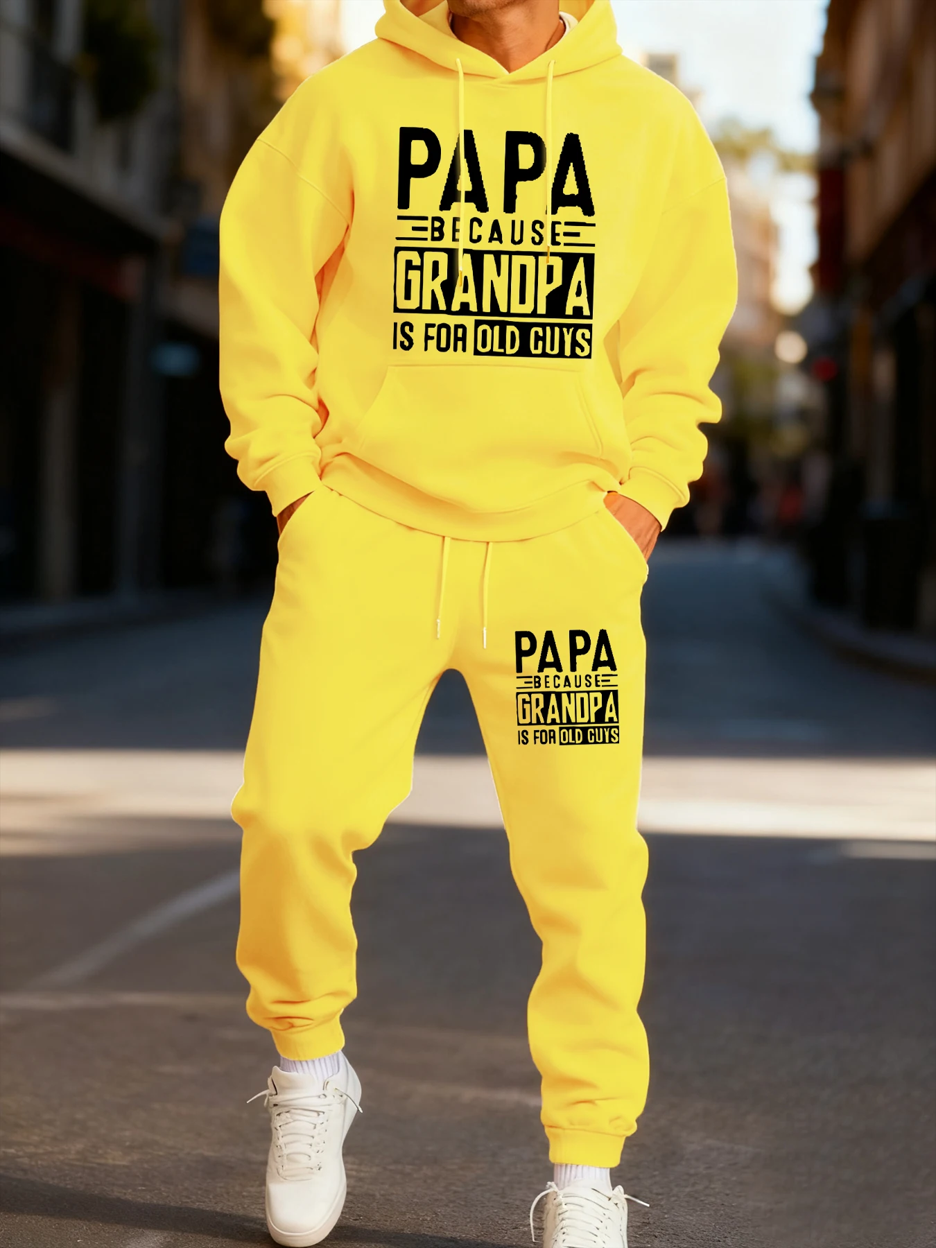 

Don'T Call Me Papa, I'M Not Old Funny Printing Man Hoodie Set Couple'S Two Pices Sets Fashion Jogging Hoody Loose Pocket Pants