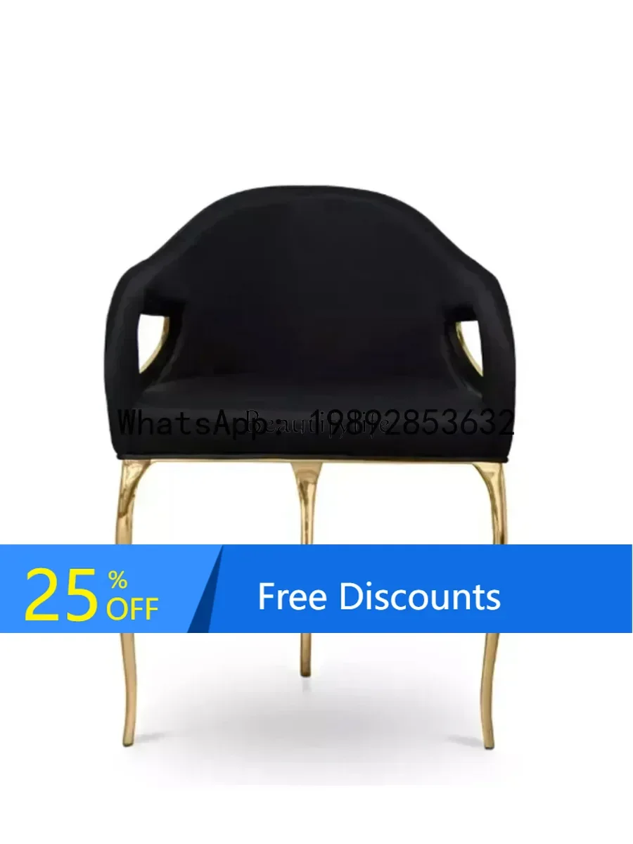 

luxury high-end home dining chair Modern simple single flannel back chair