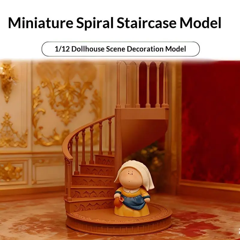 Miniature Spiral Staircase Model 1/12 Dollhouse European Style Furniture Decor Ornament Pretend Play Gift