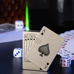 Creative Lighter Jet Torch Turbo Playing Cards Lighter Windproof Metal Lighter Metal Funny Toys For Men Smoking Accessories