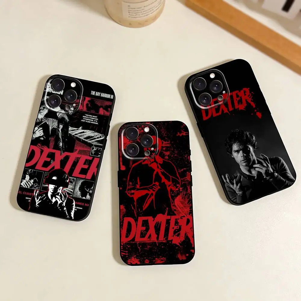 

D-Dexter Morgan Phone Case For iPhone 17,16,15,14,13,12,11 Plus,Pro Max,XS,Soft Silicone Black Cover