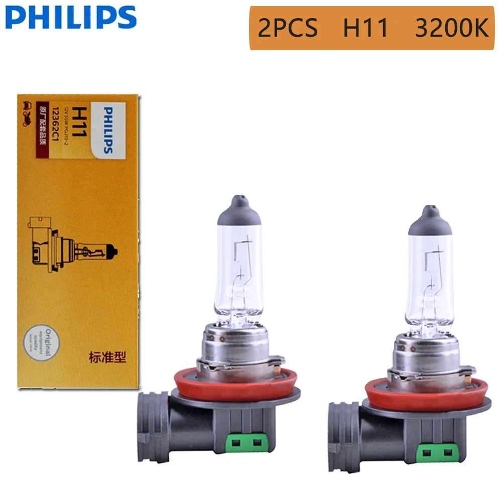 Philips Vision H11 12V 55W +30% More Bright Original Light Car Halogen Headlight Auto Bulb Fog Lamp OEM Quality 12362C1,2 PCS